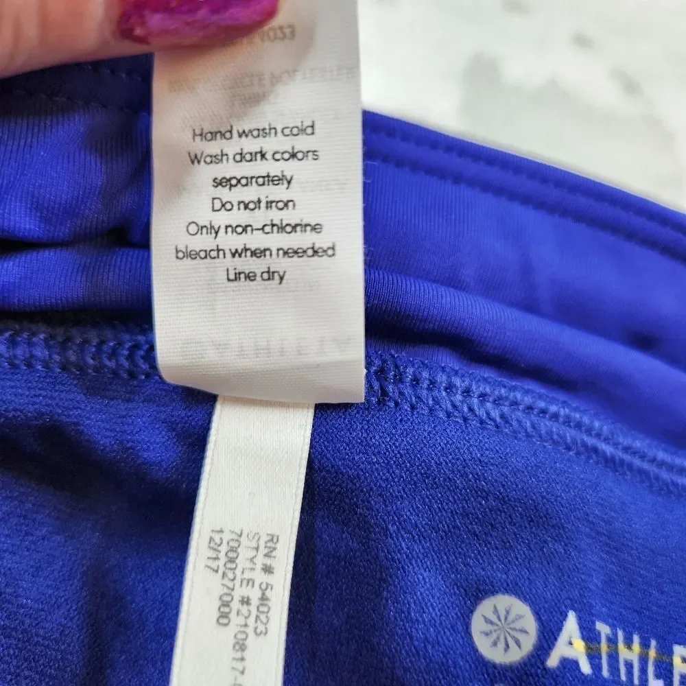 NWT Athleta Blue High Neck Keyhole Bikini Side Tie Bottom Sz XL